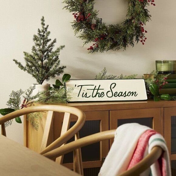 Hearth & Hand Magnolia 6' Cedar & Magnolia Leaf Winterberries Christmas Garland - Picture 4 of 6